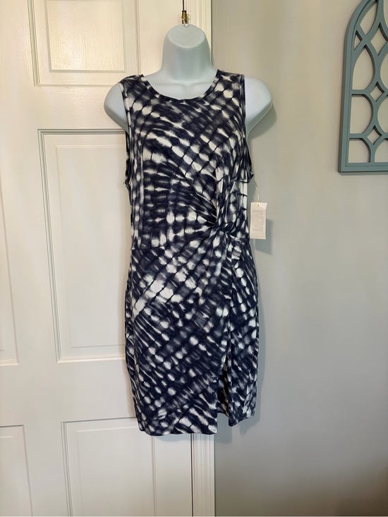 love, Fire Dresses & Skirts - love, Fire Navy and White Tie-Dye Twist Front Mini Dress